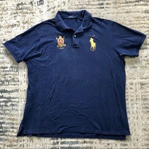 Ralph Lauren Polo Shirt (Navy Blue/Gold Large Logo Emblem, Men’s 3XLT)